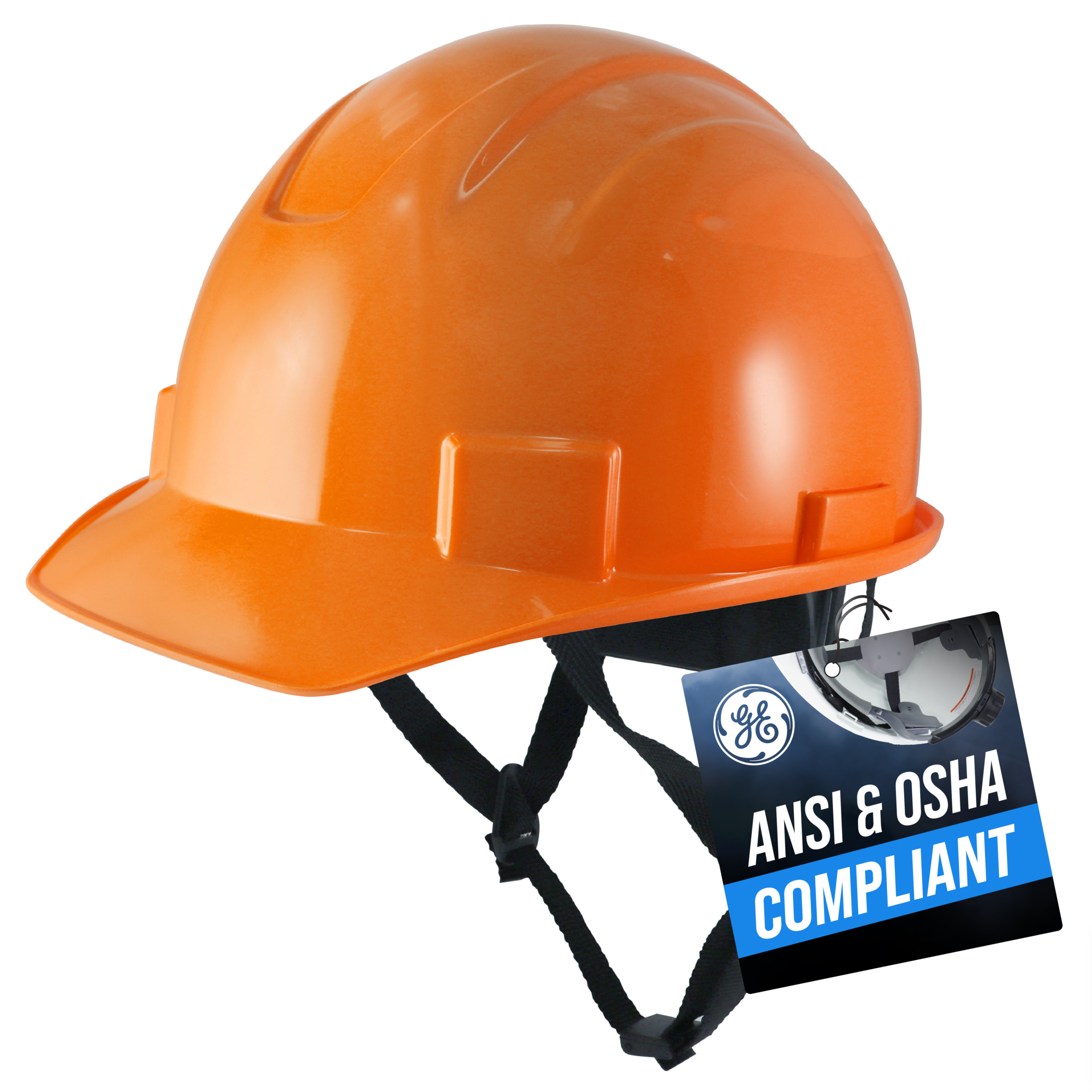 General Electric, Hard Hat Safety Helmet, NonVented One Size, Orange, Model# GH327O